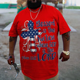 Plus Size Men's Independence DayBlessed Is The  Nation Whose God Is The Lord T-Shirt